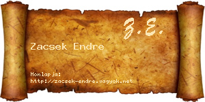 Zacsek Endre névjegykártya